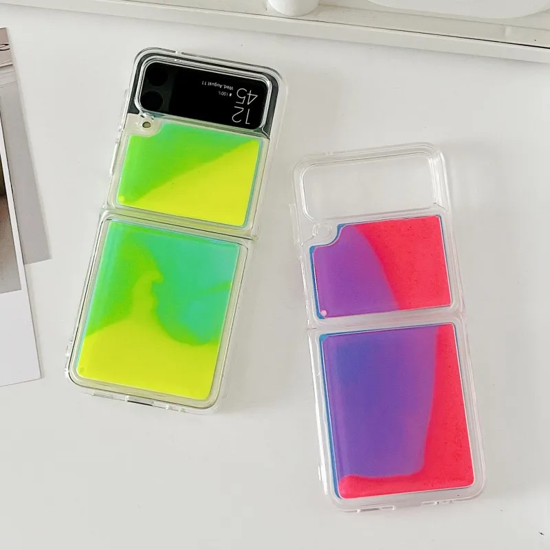 

Luminous Case For Samsung Galaxy Z Flip 3 5G Quicksand Fashion Folding Shockproof Liquid Phone Cover for Samsung Z Flip3 Zflip 4