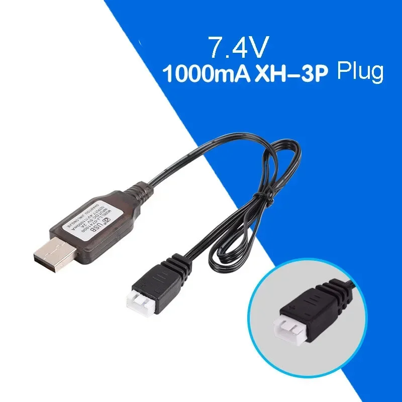 Фото USB-кабель для зарядного устройства 7,4 В 1000 мА XH-3P для литий-ионной аккумуляторной батареи, электрический радиоуправляемый самолет, автомобиль, лодка, игрушки, игрушка с дистанционным управлением XH3P №1