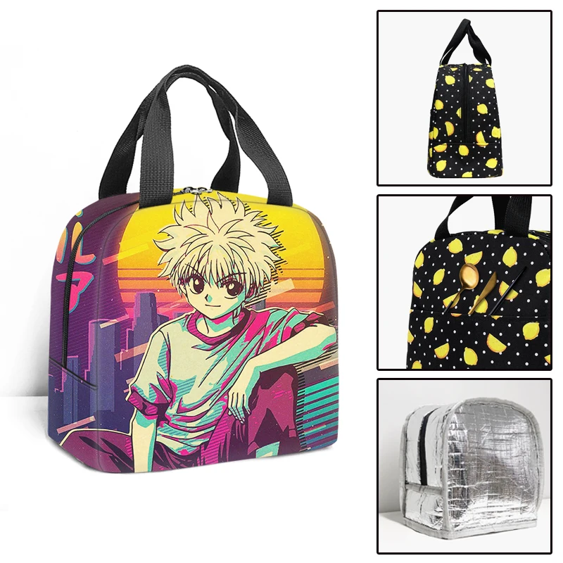 Anime Hunter X Hunter Print Student School Insulated Lunch Bag Thermal Cooler Tote Food Picnic Bags Teenager Work Lunch Bag