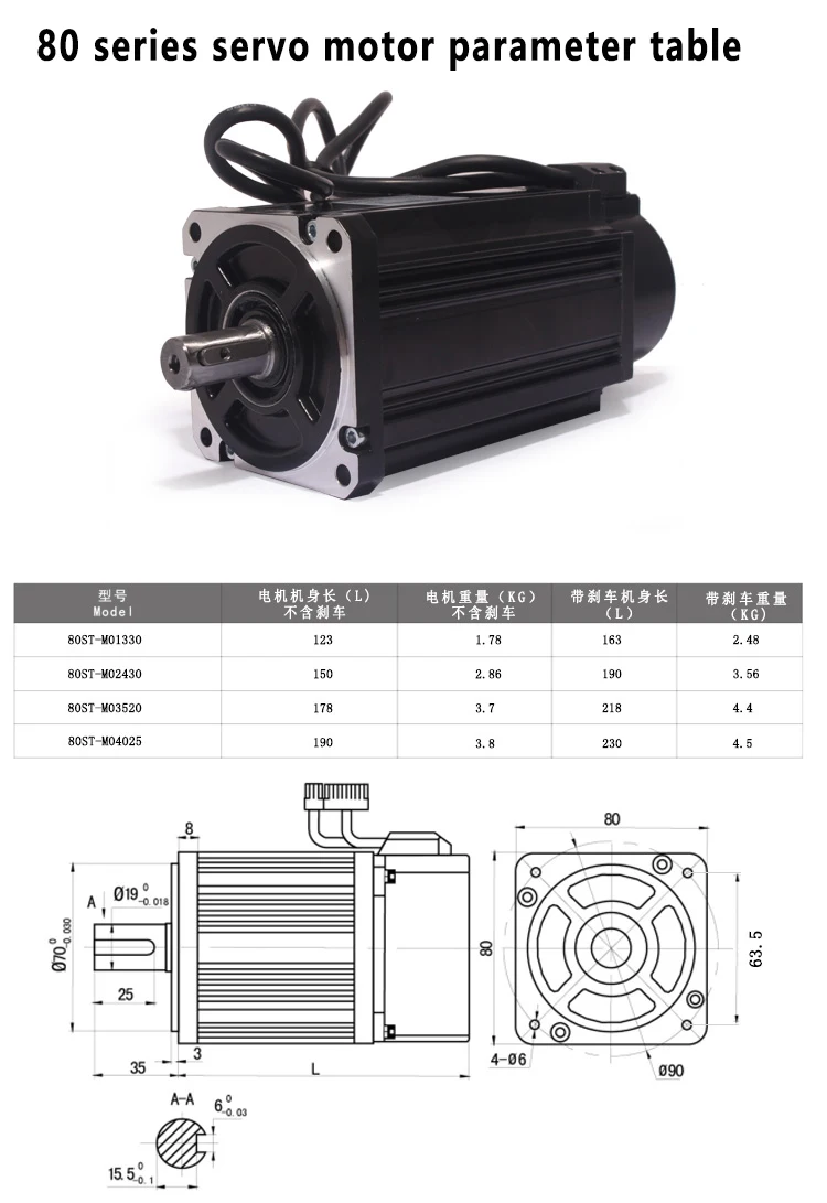 Серводвигатель переменного тока 400 Вт 220 В 3000 об/мин 80ST-M01330 1 27 Нм + драйвер кабель