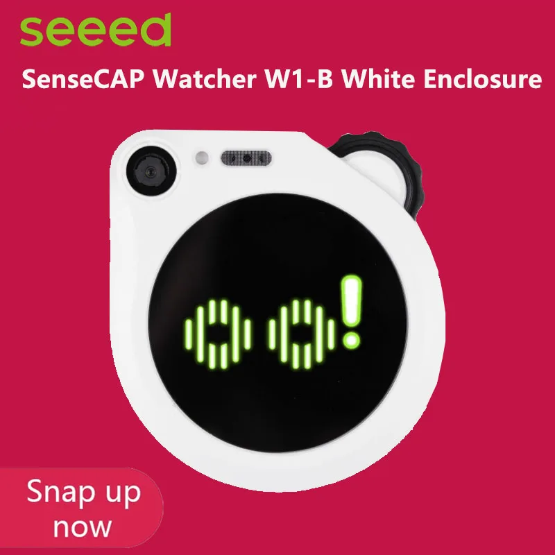 Белый корпус Seeed SenseCAP Watcher W1-B — физический агент с искусственным интеллектом для