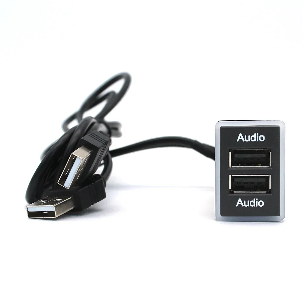 

Автомобильный двойной USB-порт с синим светом, USB-аудио u-диск, разъем для вспышки, воспроизведение музыки для Toyota Camry Prius Corolla Prado Yaris