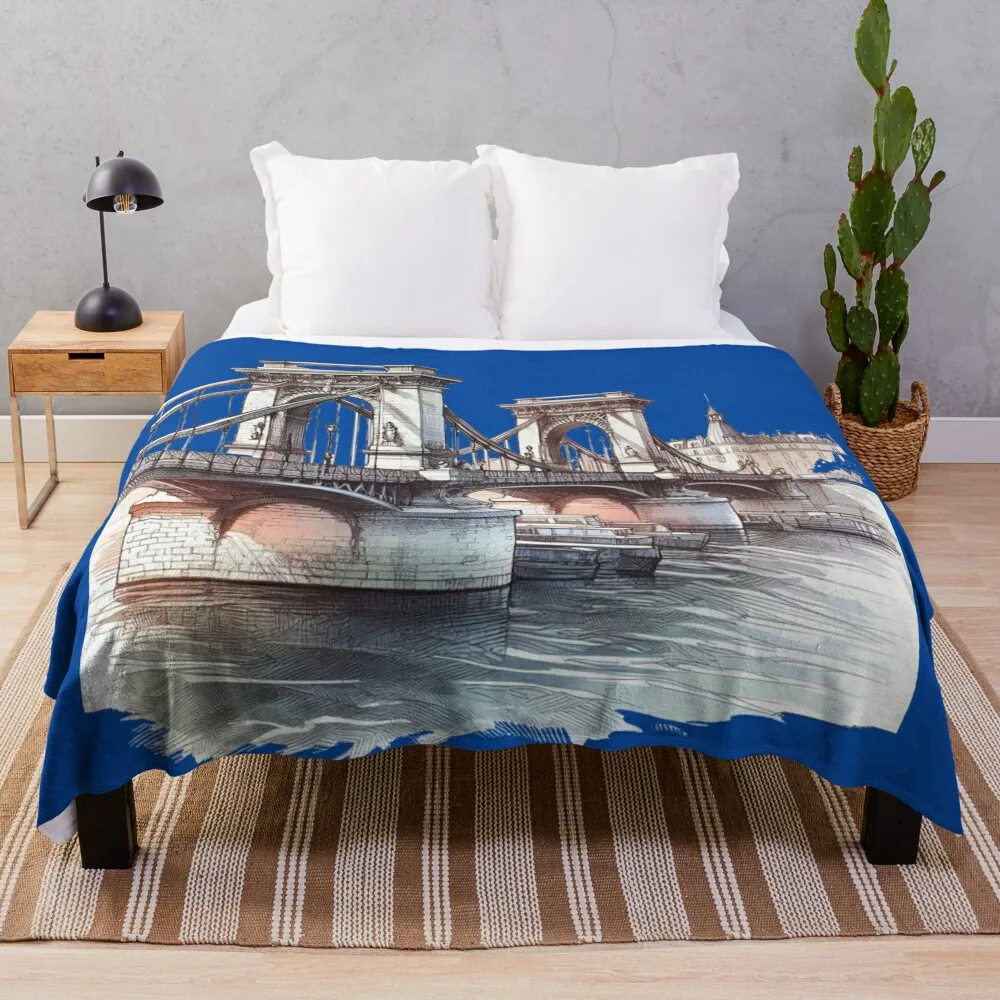 Paris Leopold Sedar Senghor Bridge Sketch пледы декоративные одеяла для кемпинга