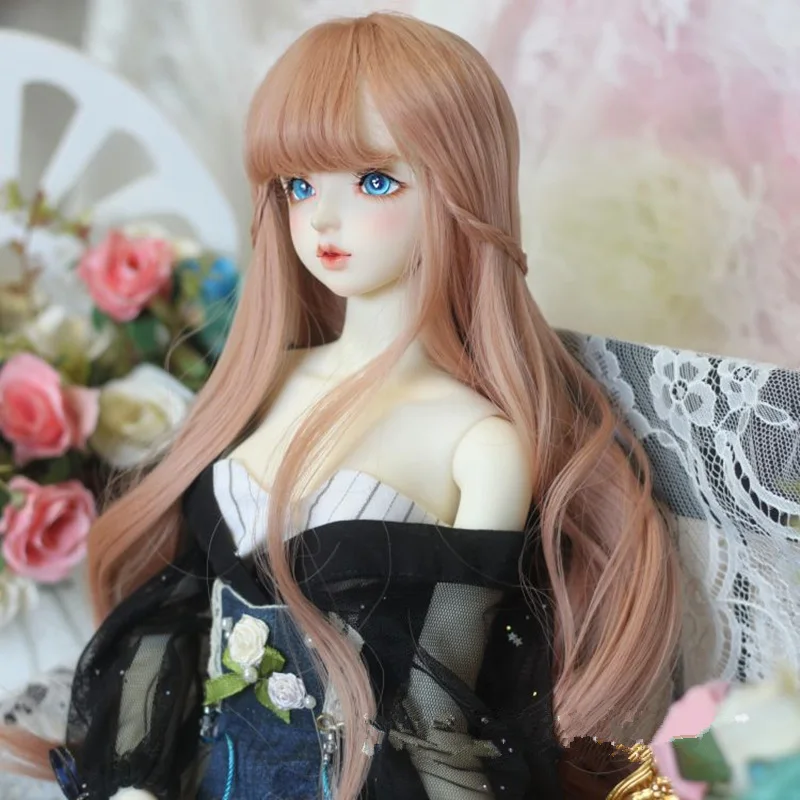 Новое поступление 60 см парик куклы с челкой серый длинный вьющиеся волосы для 1/3