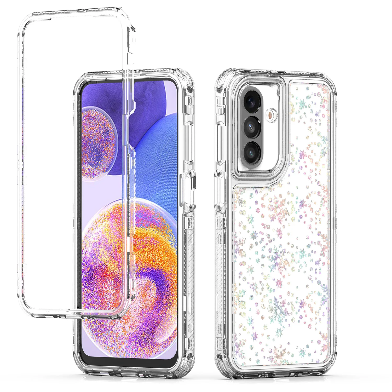 Фото Чехол для телефона с лазерным узором для Samsung Galaxy A37 A57 A07 4G, ударопрочная толстая задняя крышка без защитной пленки для экрана №2