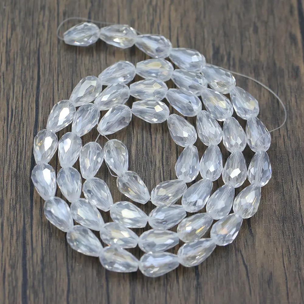 

APDGG 15mm Natural Clear Crystal Glass Faceted Water drop Nugget Loose Beads 30" Strand Jewelry Making DIY