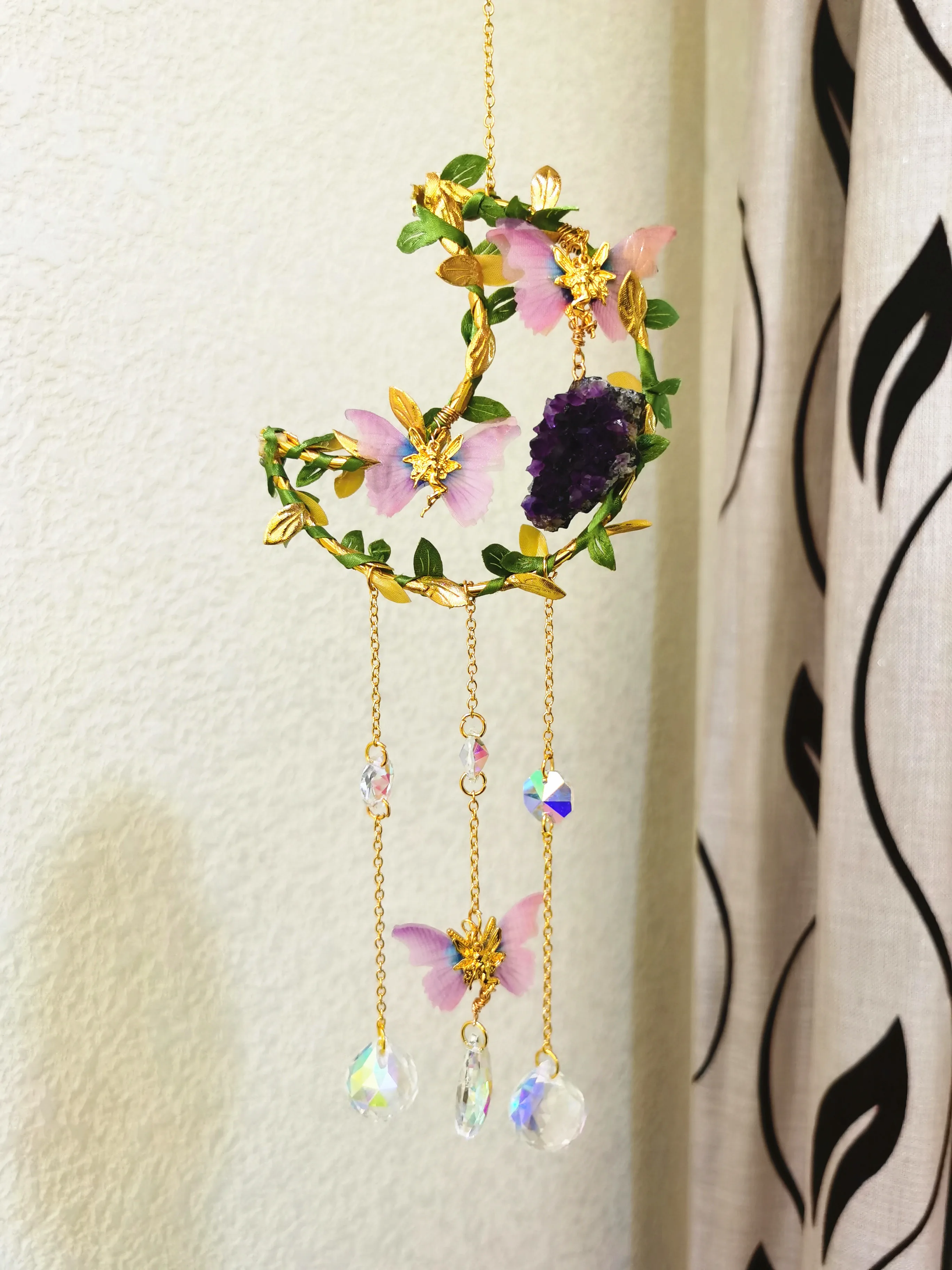 

Amythest Crystal Healing Window Decor|light Catcher Sun Catcher,Rainbow Prism,Boho Window Decoration,fairies Suncatcher