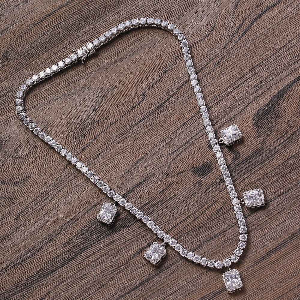 Цепочка EYIKA в стиле хип-хоп с розовым позолоченным фианитом