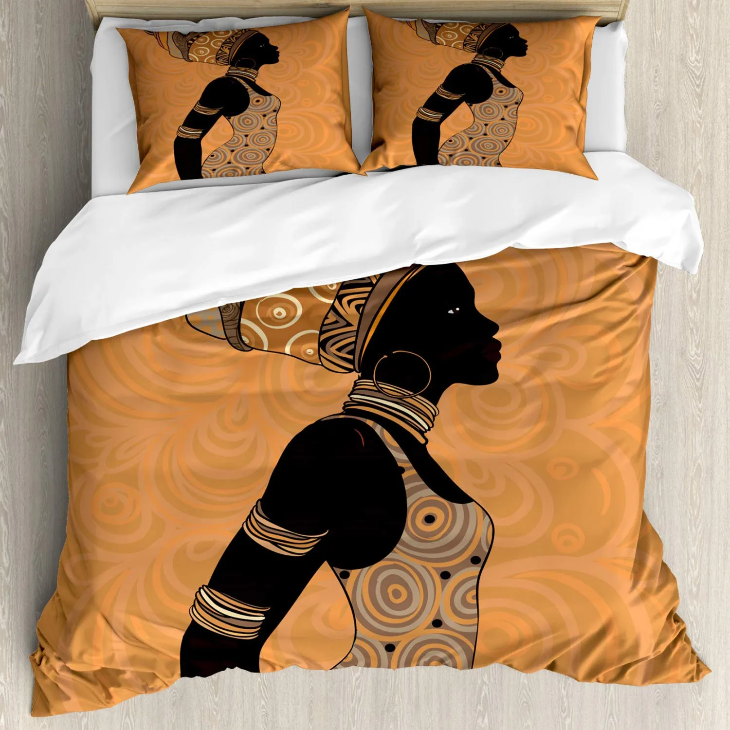 

African Duvet Cover Creative Woman In Desert with Gulls Folk Female Print Double Queen King Polyester Qulit Cover Flying Around