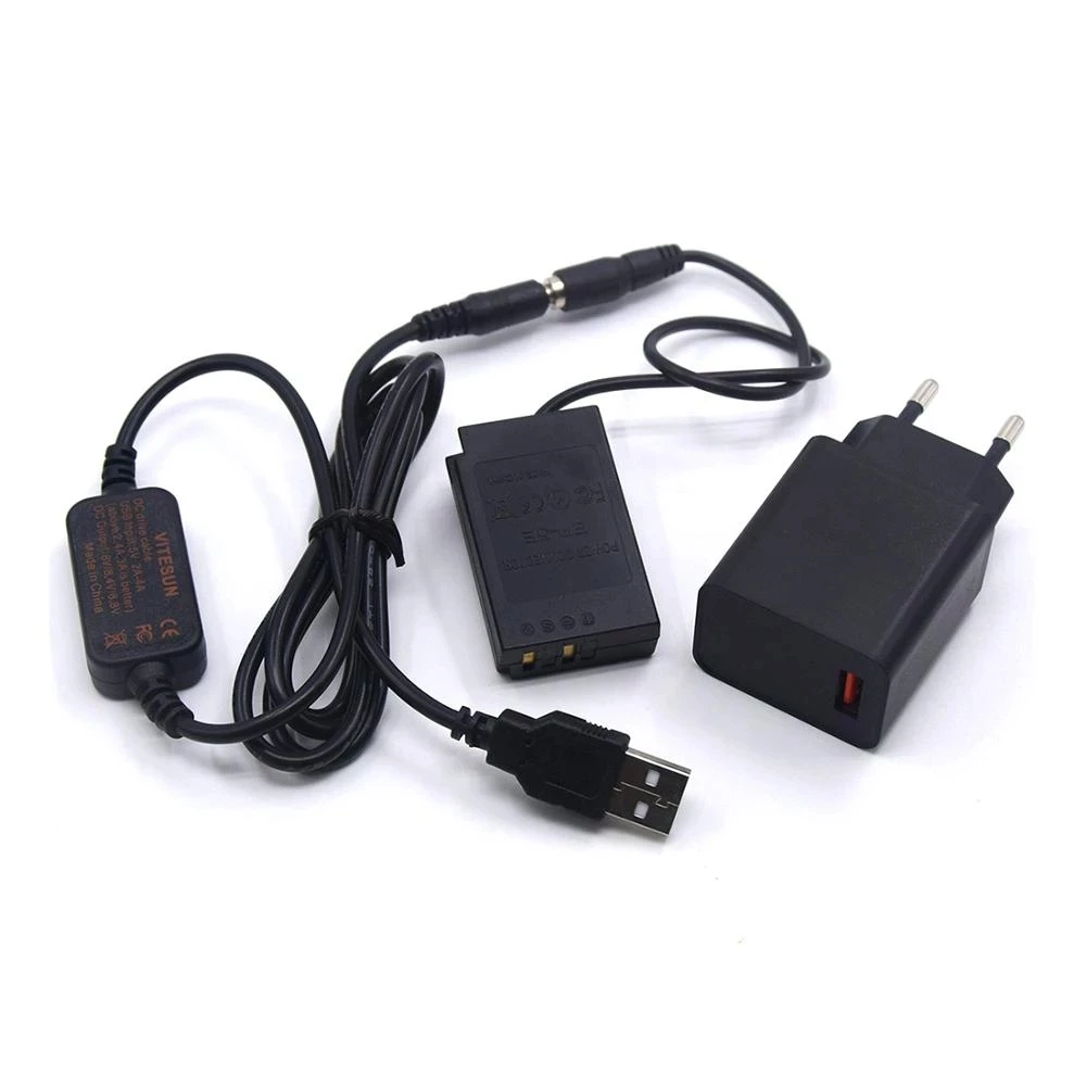 

USB Cable + QC3.0 USB Charger + EP-5E EP5E DC Coupler EN-EL22 ENEL22 Dummy Battery for Nikon 1 J4 S2 1J4 1S2