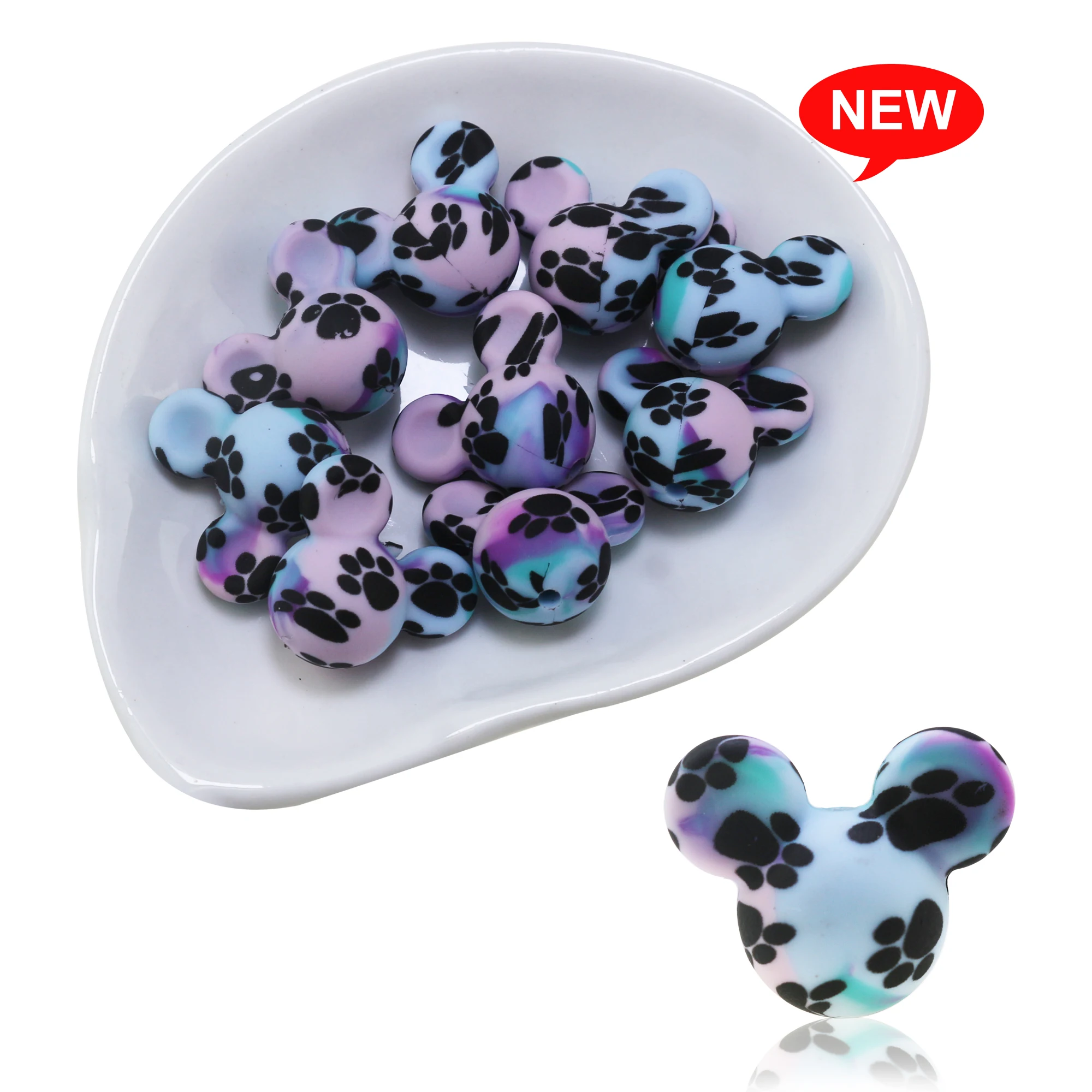 10 шт. силиконовые бусины с рисунком леопарда