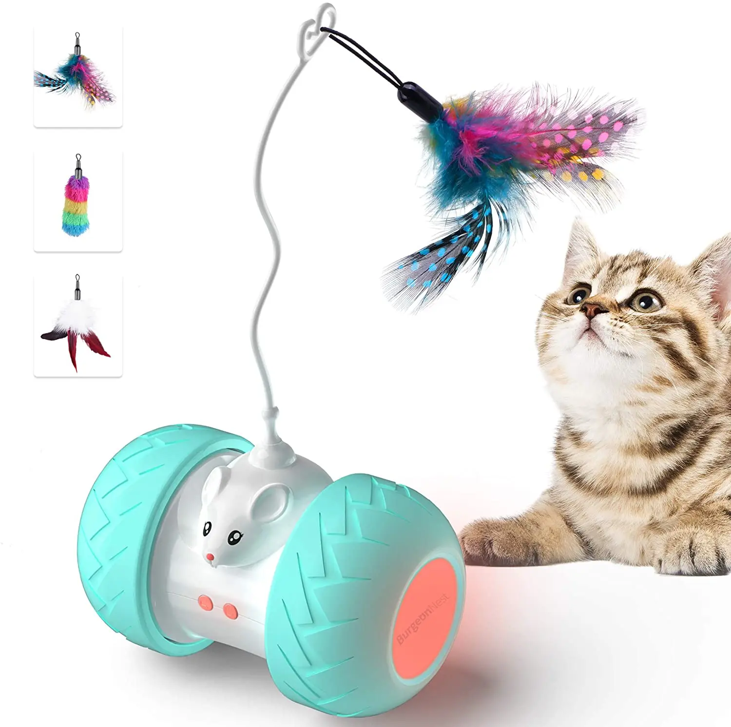 Интерактивные кошачьи игрушки для домашних кошек, автоматические котята,  электронные игрушки с мышью и 3 перьями для кошек, для самостоятельного  упражнения | AliExpress