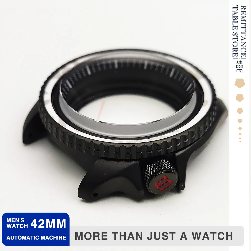 

New 42MM Modified Watch Accessories NH35/nh36 Case Sapphire Double Glass SK007 Matte Black Steel Case Waterproof