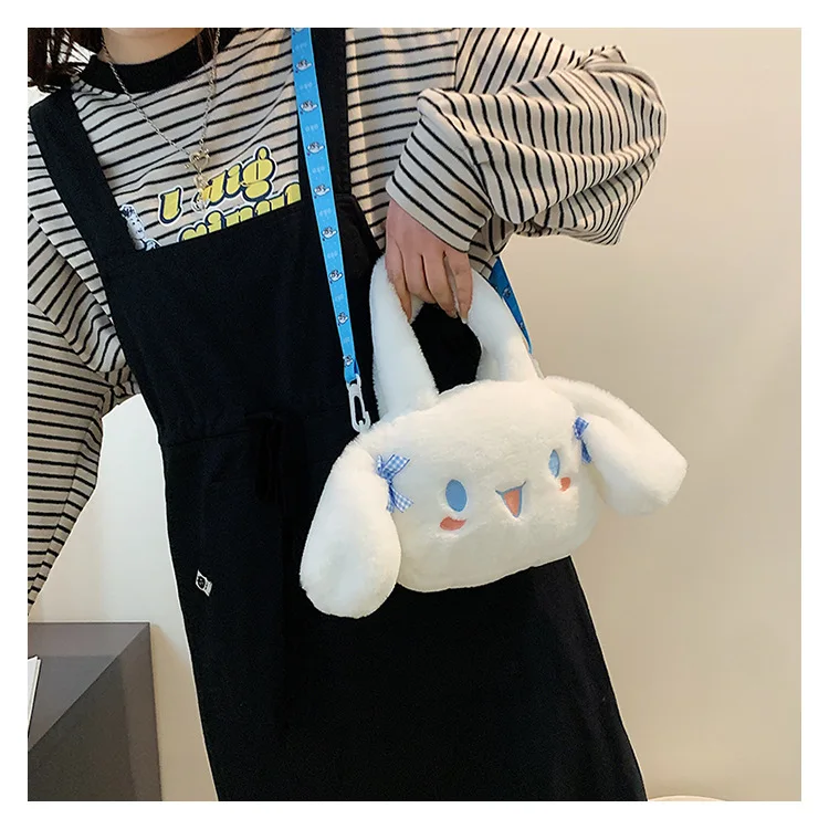 

Kawaii Sanrio Cinnamoroll My Melody Plush Handbag Cute Cartoon Anime Soft Croddbody Bag Cushion Pillow Gift for Girls Fans