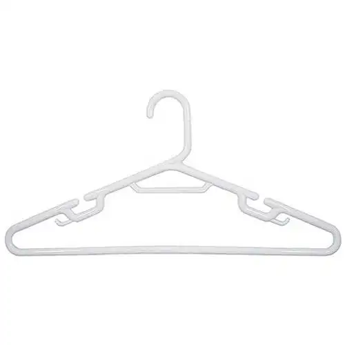 

Duty Adult Plastic Hangers, Slotted for Strappy Shirts, 36 Pack, White 19 x .33 x 9.25