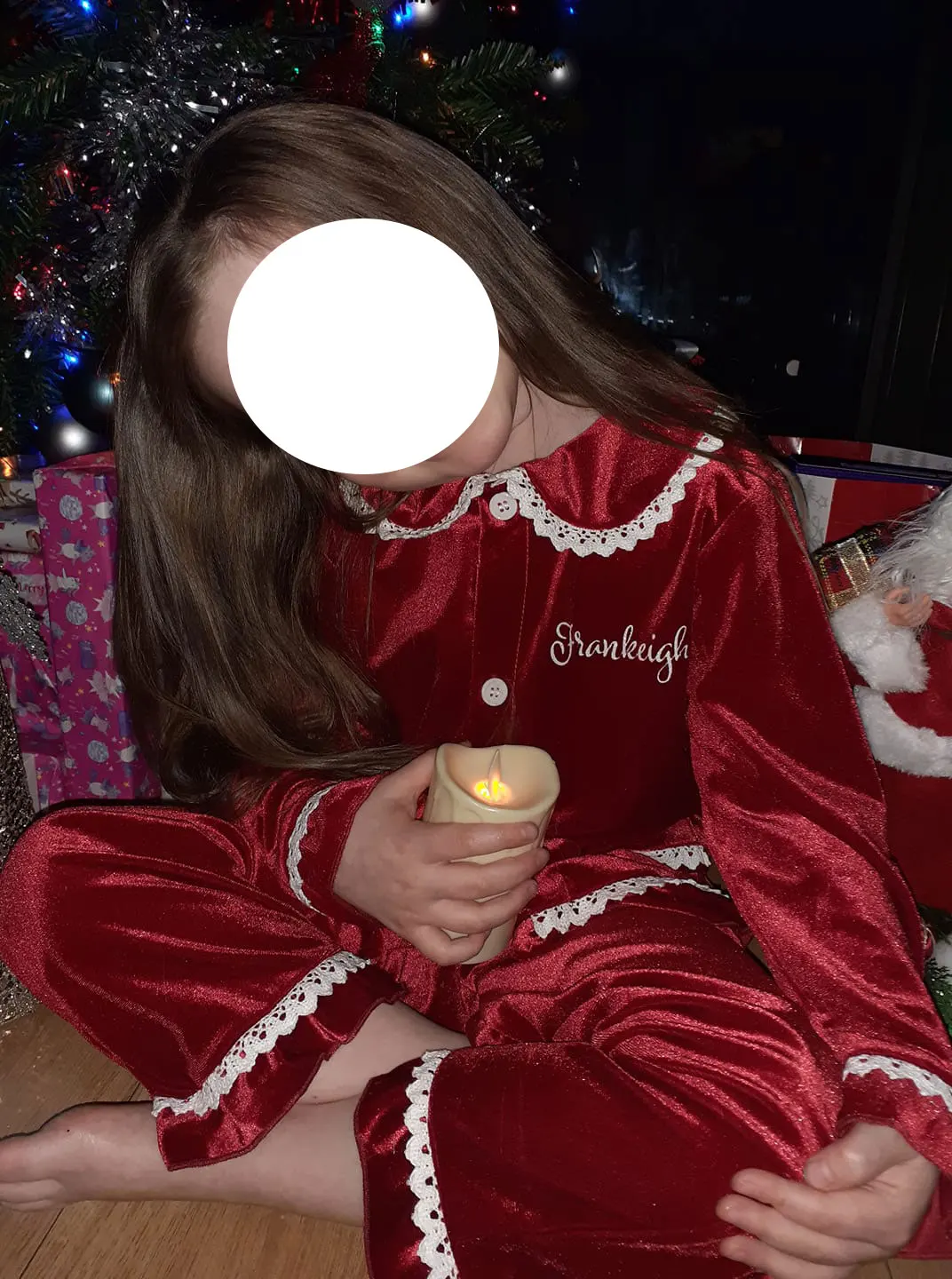 Одежда для мамы и меня красная бархатная Рождественская Пижама детская сияющая