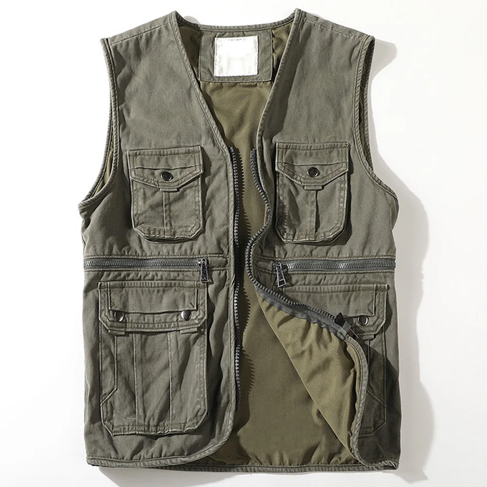 2022 European New Outdoor Vest Coats For Men Military Multi Pocket Sleeveless Waistcoat Jacket Plus Size 3XL Vests Photography