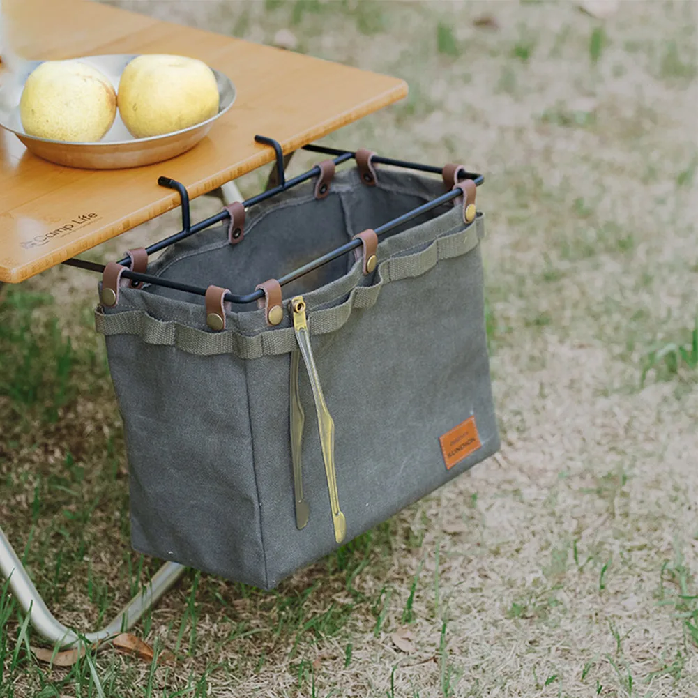

Camping Tableside Storage Bag Multifunctional Canvas Bag With Hook Storage Bag Camping Equipments Accessories Outdoor Tools