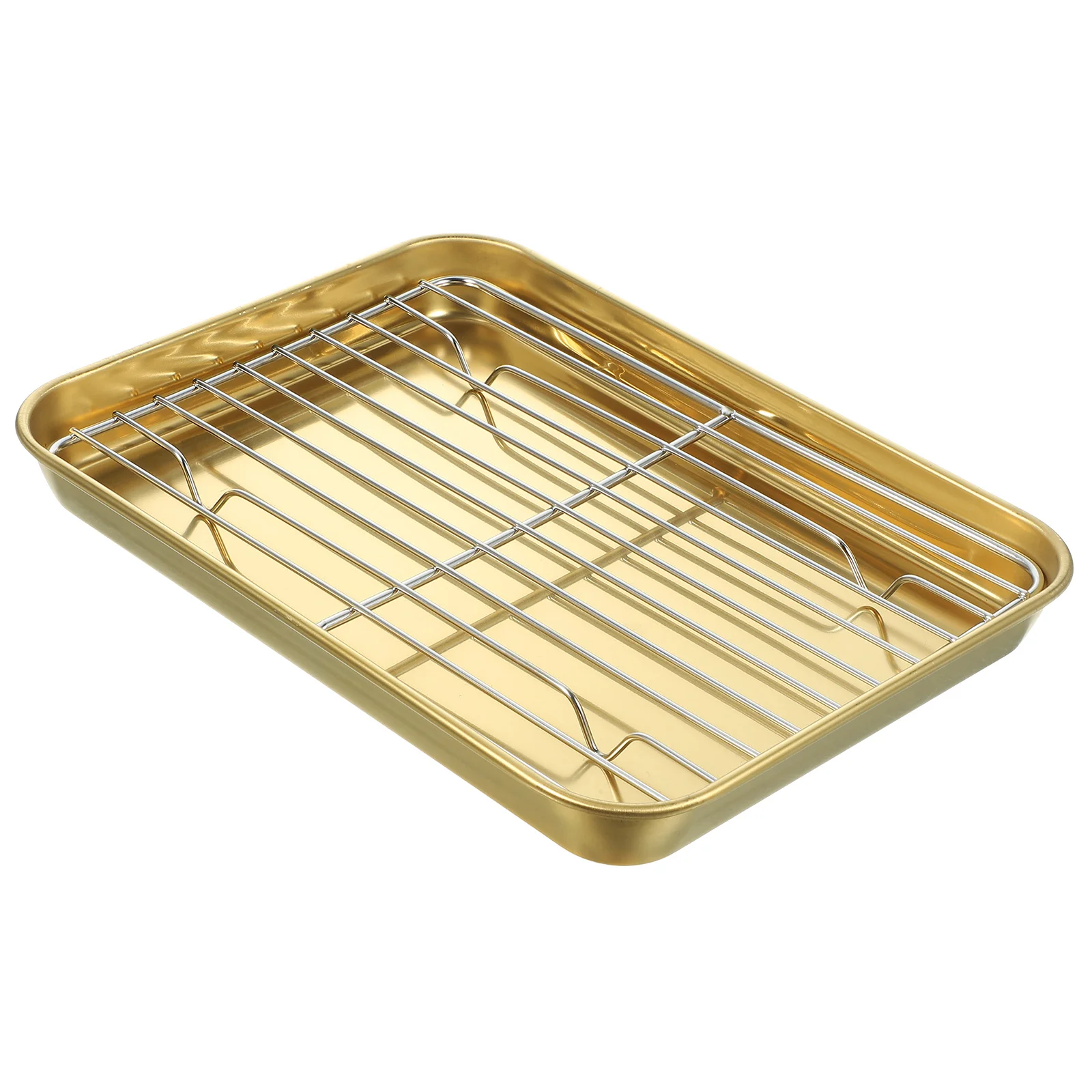 

Stainless Steel Drain Pan Household Food Plate Frying Snacks Cupcake Oven Container Multi-use Roasting Rack