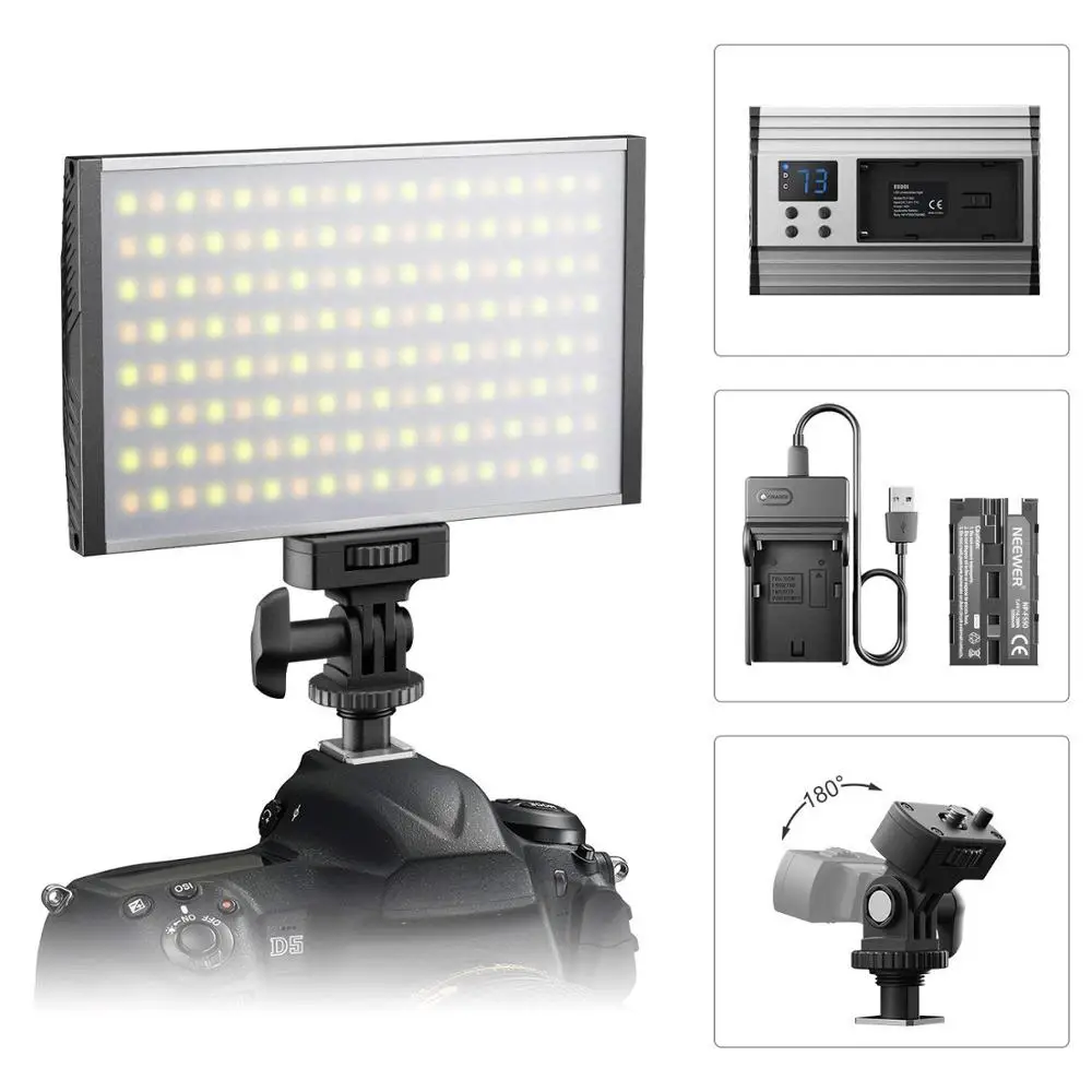 

Neewer LED Video Light Panel Camera/Camcorder Video Fill Lighting,160 SMD LEDs Bi-color 3200K-5600K,Ultra Thin Anodized Aluminum