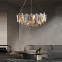 led dimmable retro grey swan stainless steel glass hanging lamps lustre suspension luminaire pendant light for foyer bedroom