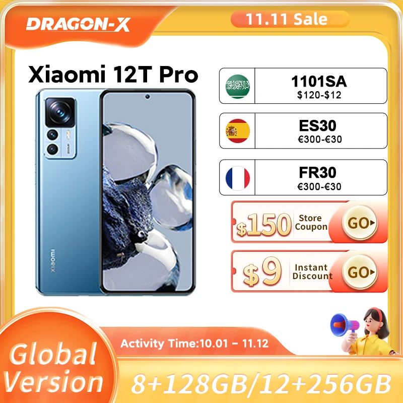 

Xiaomi 12T Pro Global Version Smartphone 8/12GB+256GB Snapdragon 8+ Gen 1 200MP Camera 120Hz Display 120W Charge