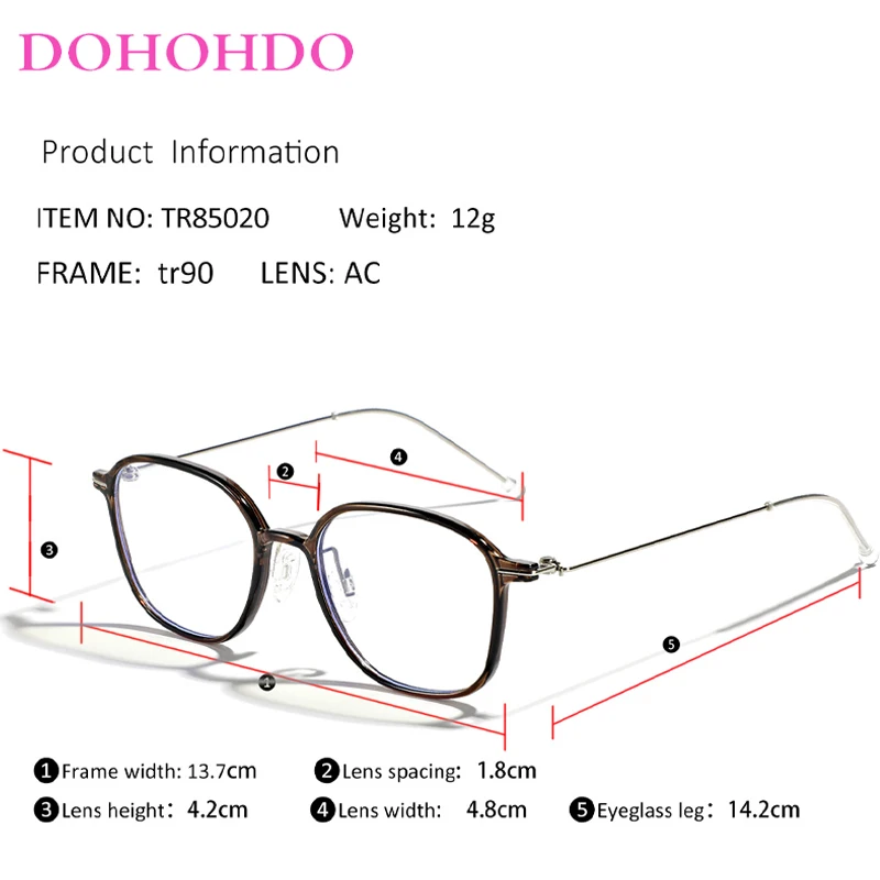 Мужские и женские очки в полуметаллической оправе большие квадратные с защитой