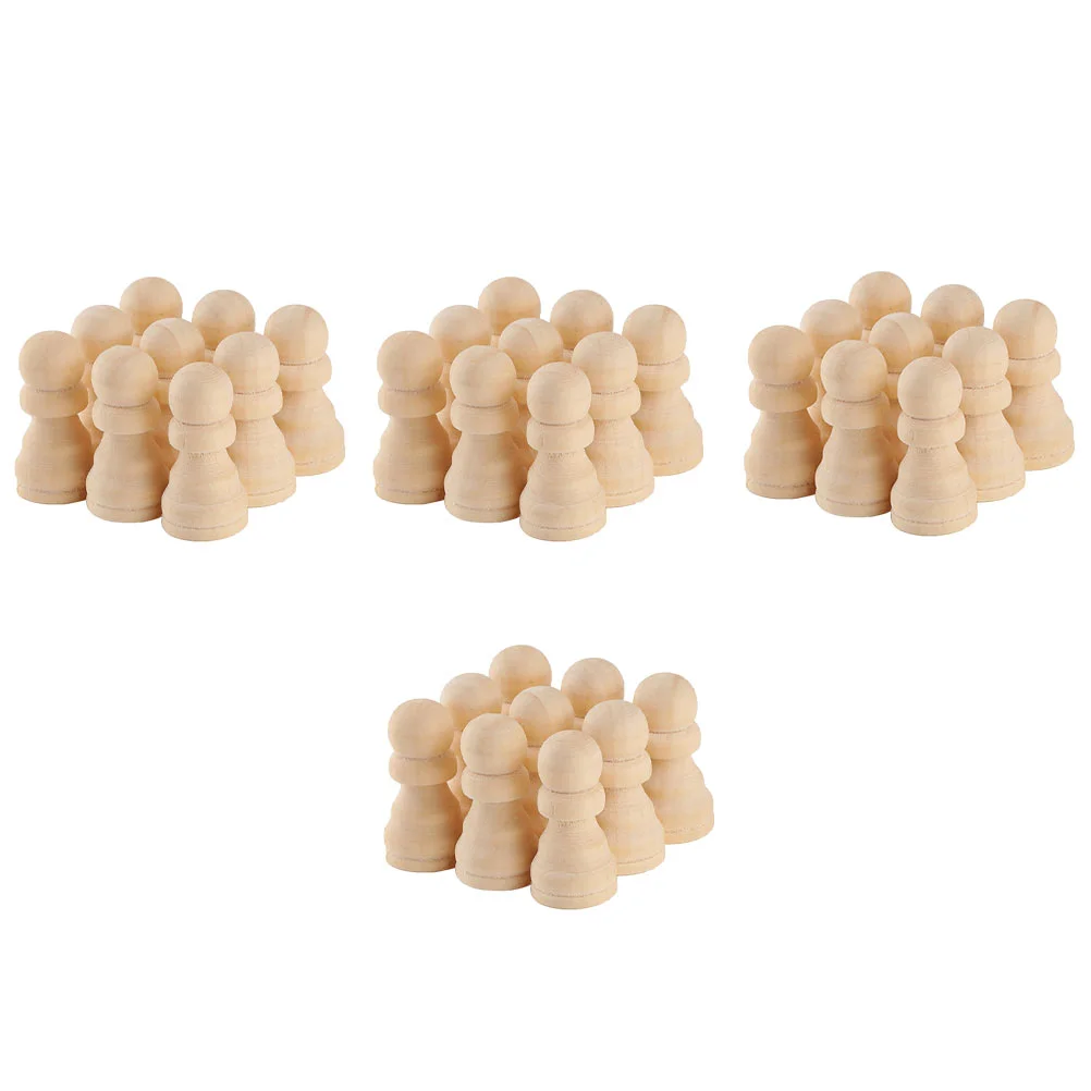 

50 Pcs Crafts Wooden Chess Pieces Child Kids Toys Checker Board Game Accessories