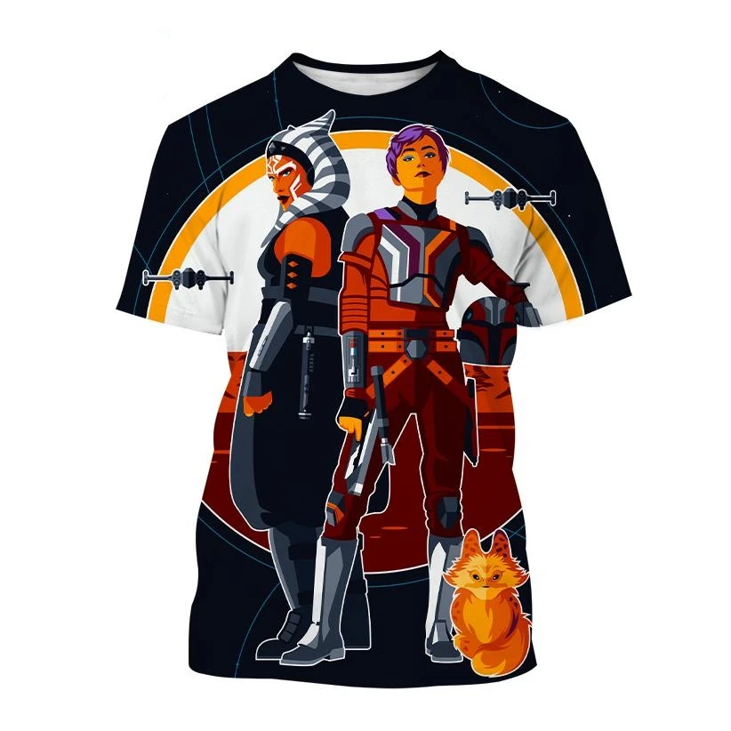 

Лидер продаж, новая футболка Ahsoka с 3D принтом, футболка Ahsoka с рисунком воина для мужчин и женщин, модные повседневные топы