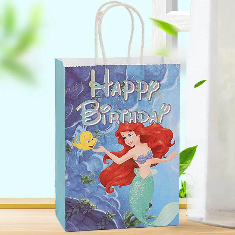 Подарочный пакет Тема Русалочка Ариэль, 5/40 штук, бумажный крафт, для дня рождения и вечеринки под водой.