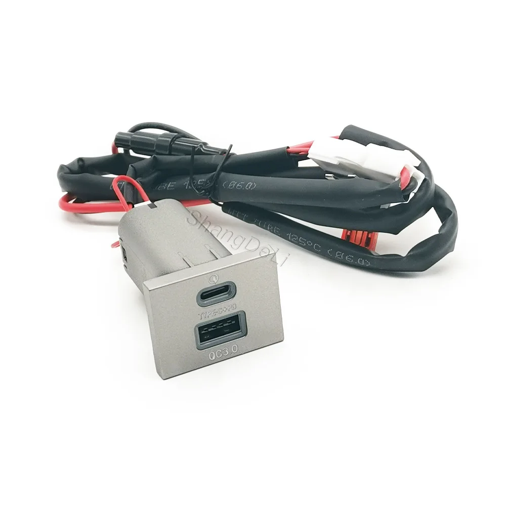 Фото Автомобильное зарядное устройство с двумя USB-портами QC3.0 Type C PD, 12В/24В, серебристое, подходит для Ford Focus 2 Mk2 2009-2011 №5
