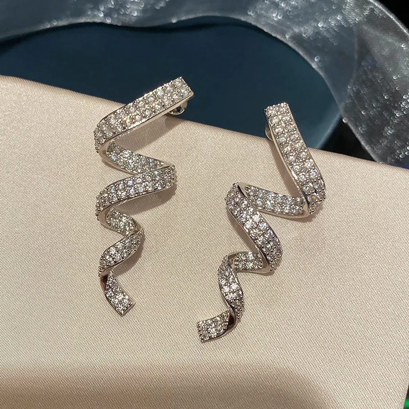 

Wavy Line Earrings Korea Long Ribbon Luxury Women Jewelry Silver Twisted Wonderland Jewelry and Accessories Bohemian Aesthetic