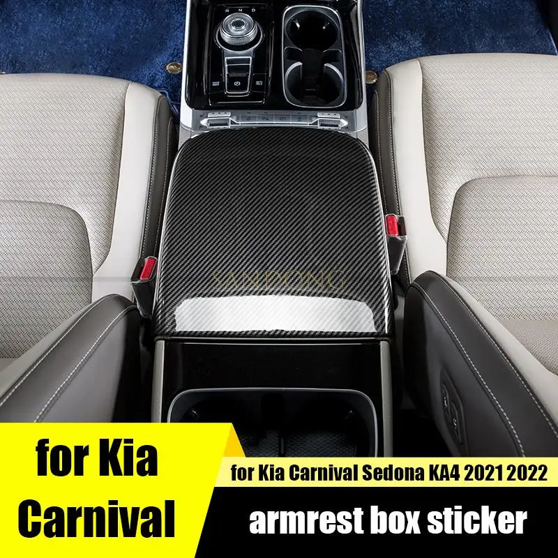 

car interior center control armrest box ABS decorative cover anti-scratch sticker cover for Kia Carnival Sedona KA4 2021 2022