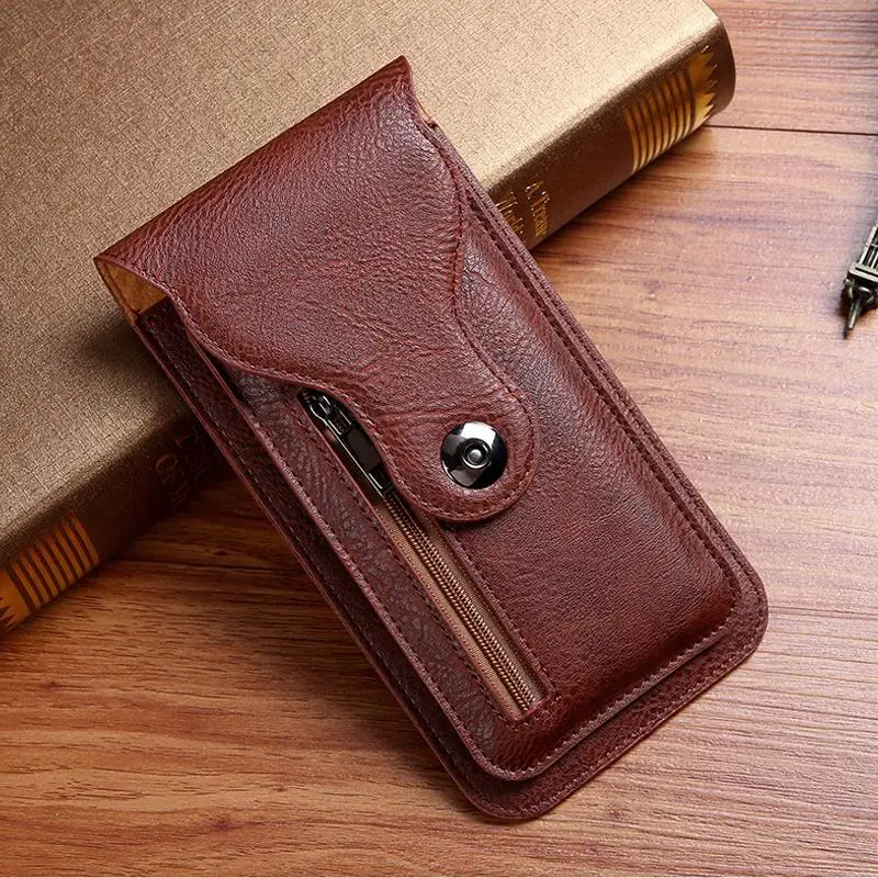 

Genuine Leather Waist Bag Phone Pouch For Tecno Pova 3 Neo Belt Clip Flip Wallet Phone Case For Pop 5S 5X 5 Pro 5C F2 Lite Capa