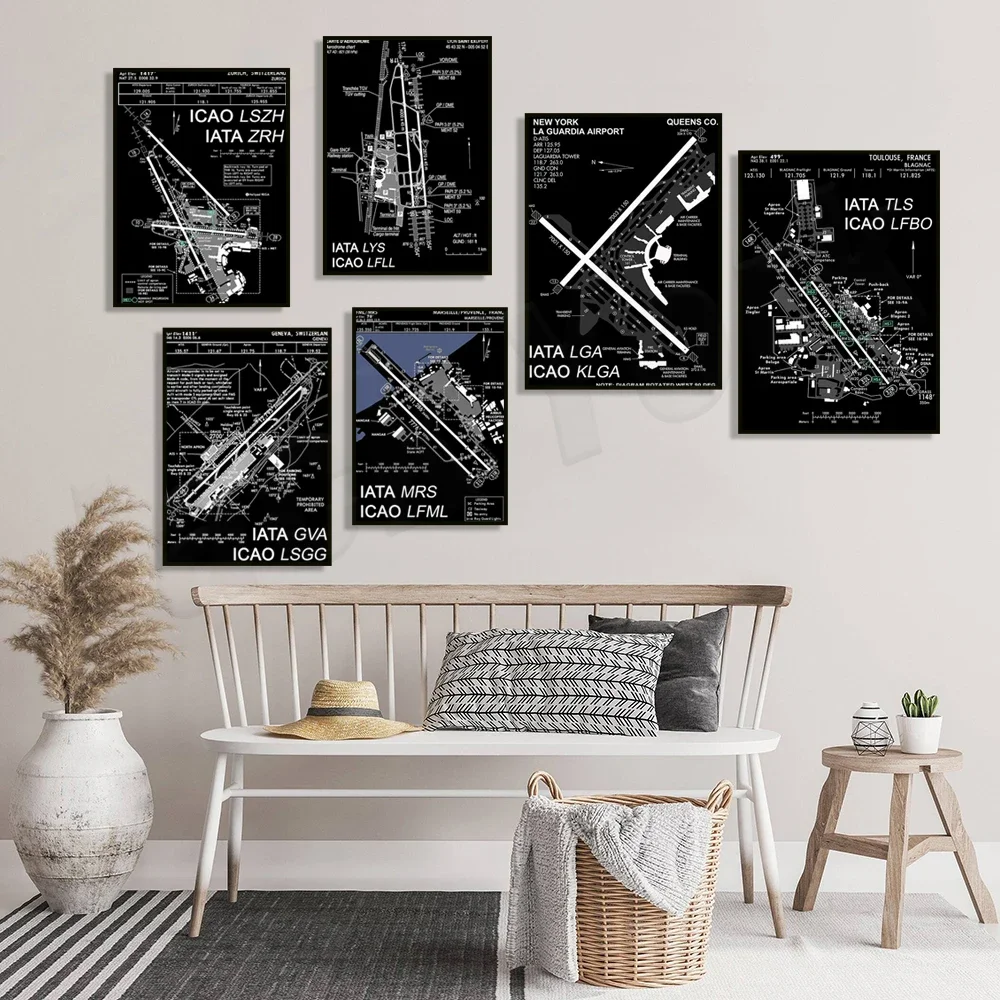 New York LaGuardia Лондон Гатвик Nantes Atlantic Paris Clermont Auvergne Le Bourget постер аэропорта Toulouse Blagnac