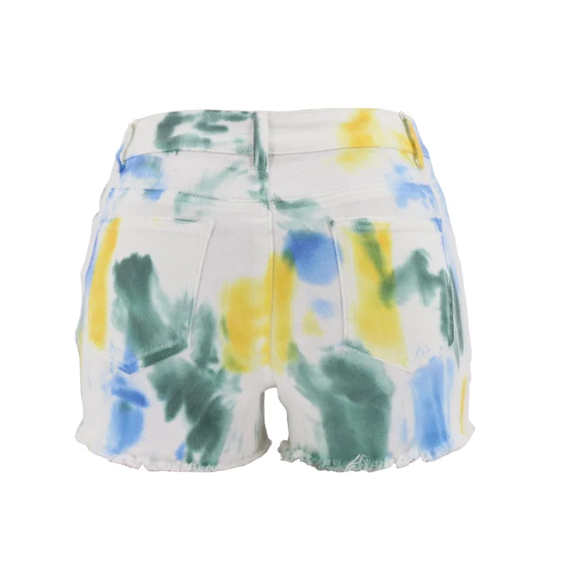 Short female sexy print female lapel short summer ladies denim shorts low waist shorts without waist
