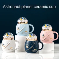 planet ceramic cup astronaut water cute home office mug milk coffee cup creative space theme mug with lid cute coffee mugs gift