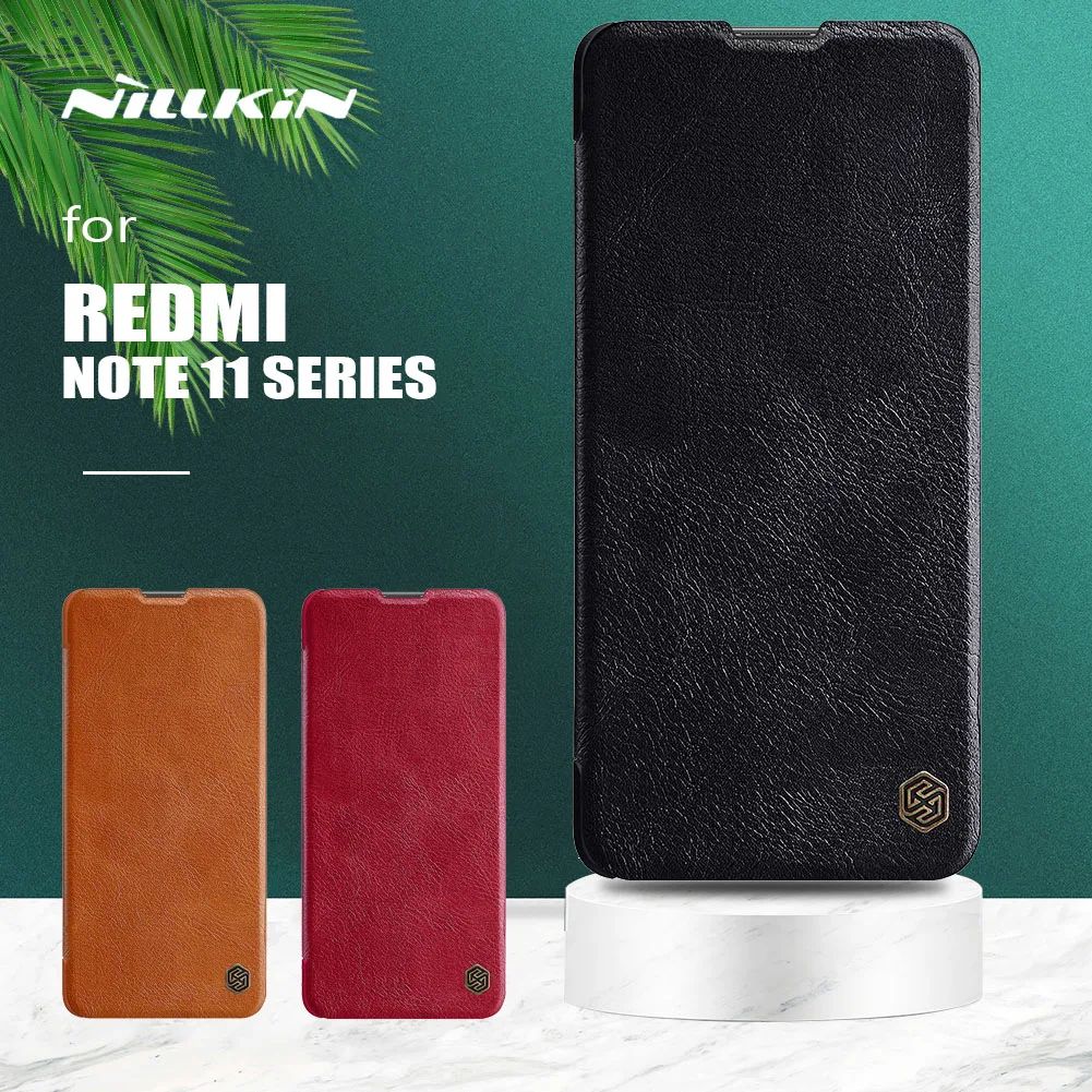 

Флип-чехол Nillkin Qin для Xiaomi Redmi Note 11 Pro Plus, роскошный кожаный чехол с отделением для карт для Redmi Note 11, 4G, 11T, зеркальный чехол