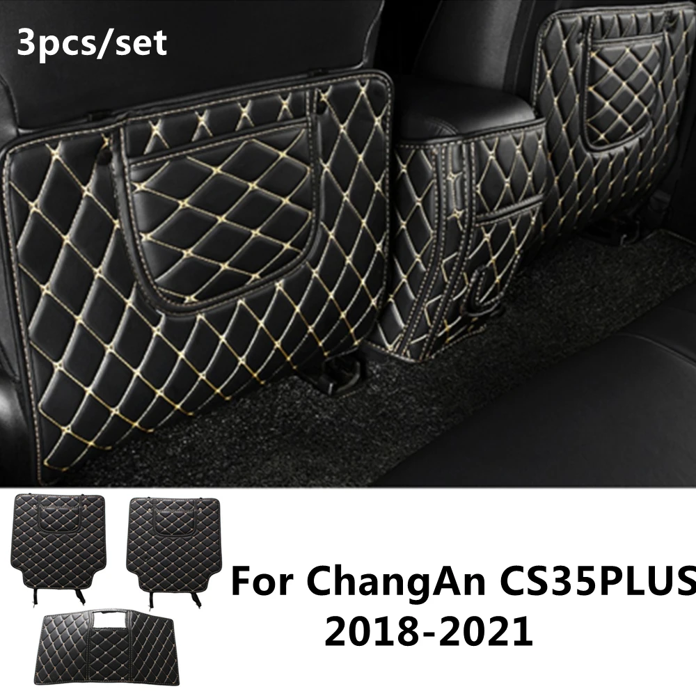 

SJ PU leather Car Rear Seat Anti-Kick Pad Back Seats Cover Armrest Anti-dirty Protection Mat For ChangAn CS35PLUS 2018-2019-2021