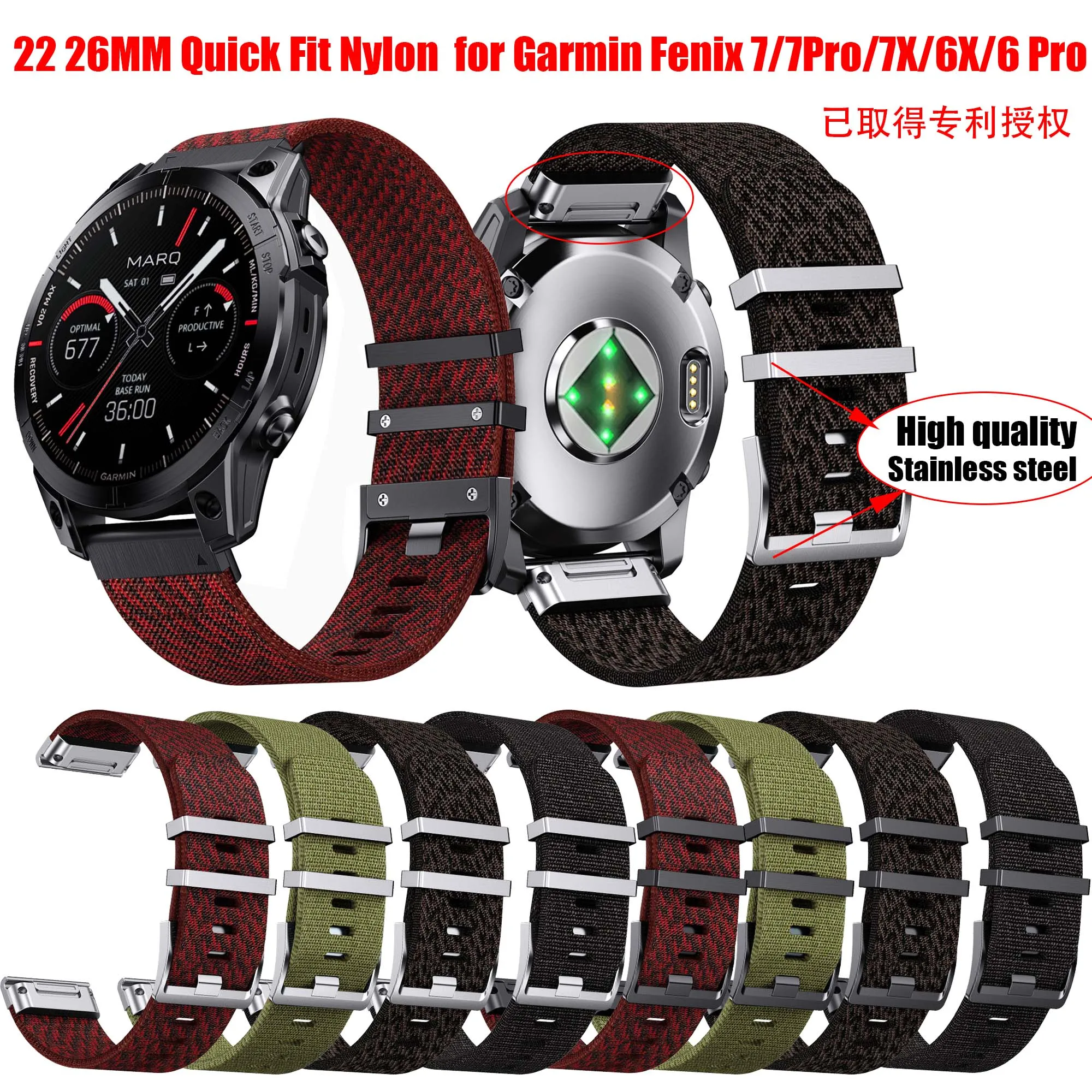 Нейлоновый ремешок для Garmin Fenix 7/7XPro/7X/6X/6 Pro/5X/5/6/Epix/Instinct сменный Браслет 22 26 мм