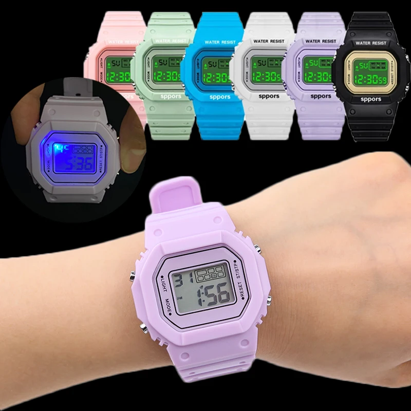 Женские светящиеся часы 2022 спортивные с датой многофункциональные электронные