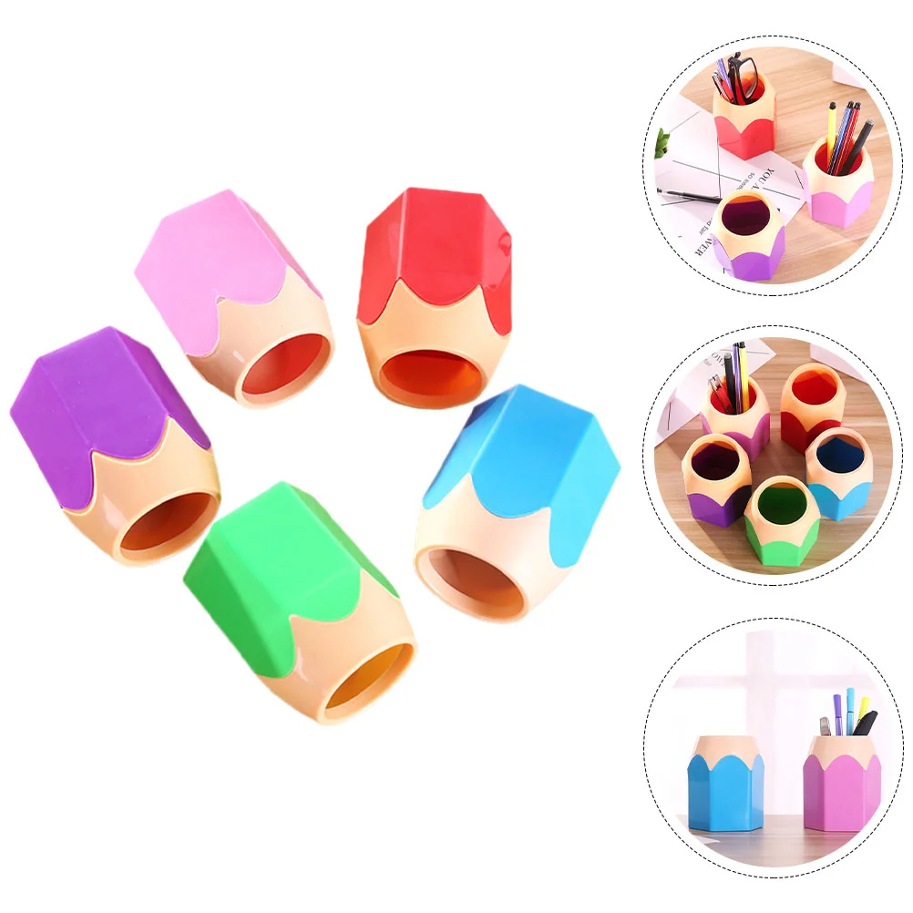 

5 Pcs Student Stationery Desktop Storage Pen Holder Dispenser Classroom Buckets Colors Cups Colored Pencils Large