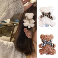 lovely plush bear hairpin side bangs duckbill clip headdress hair accessories gift for female friends women girls