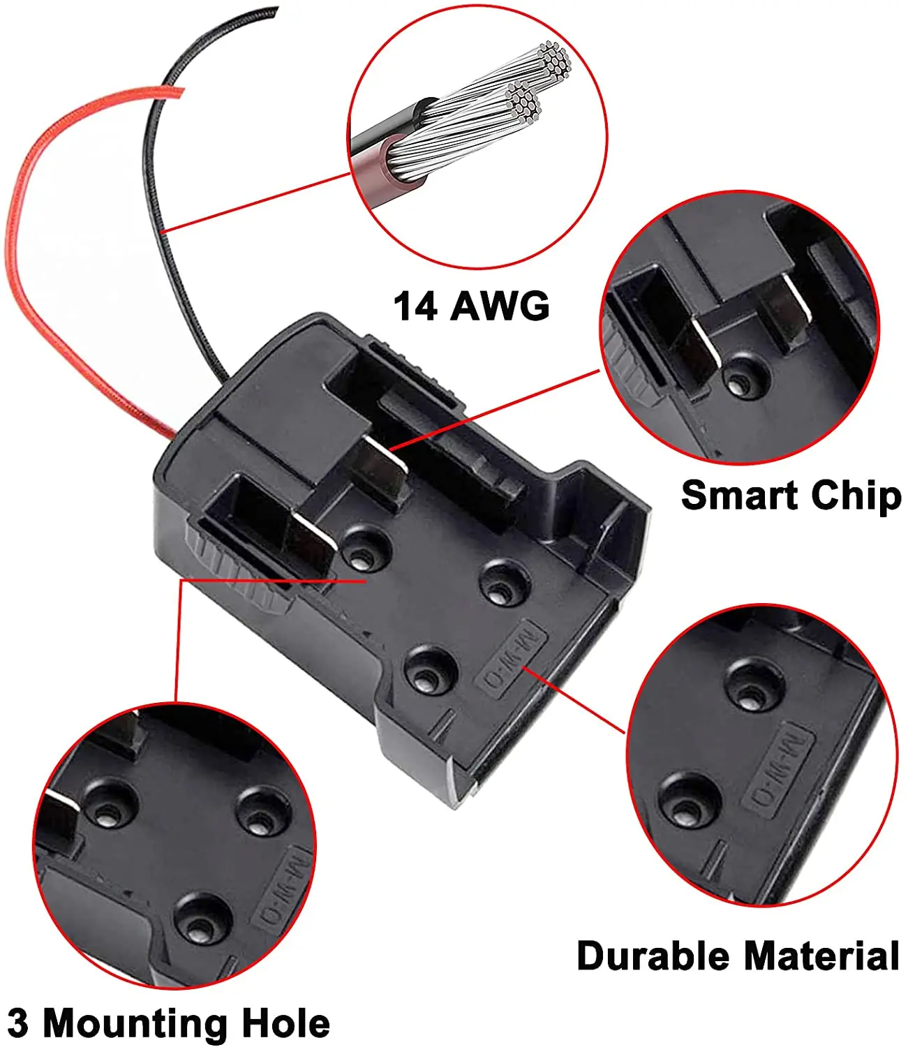 

Best Price Battery Adapter for Milwaukee M18 XC18 18V Li-Ion Battery DIY Power Tool Battery Converter 14 Awg Wires Connector
