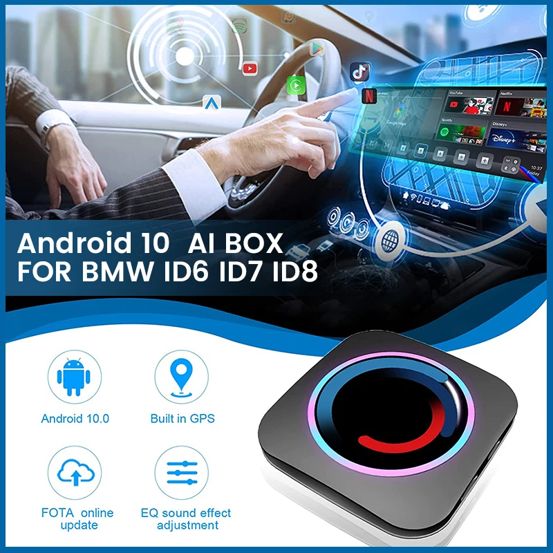 

8Core 4+64G Android AI TV BOX For BMW ID6 ID7 ID8 Wireless Apple Carplay to Android 10 Adapter Netflix Youtube Waze Car Play SIM