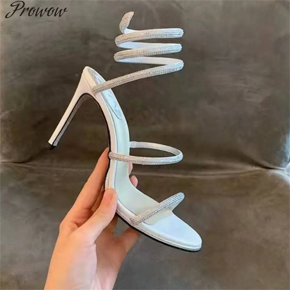 

Женские босоножки на высоком каблуке, Подиумные сандалии-гладиаторы с цепочкой и кристаллами в Звездном стиле, роскошные женские туфли-лод...