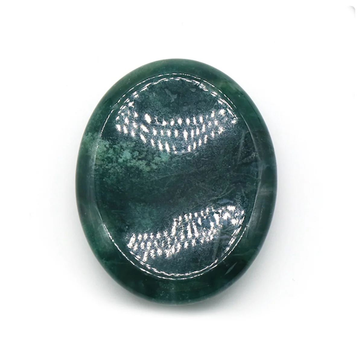 

Tumbled Moss Agate Worry Stone for Anxiety Stress Relief;Easy to Carry Healing Chakra Worried Gemstone