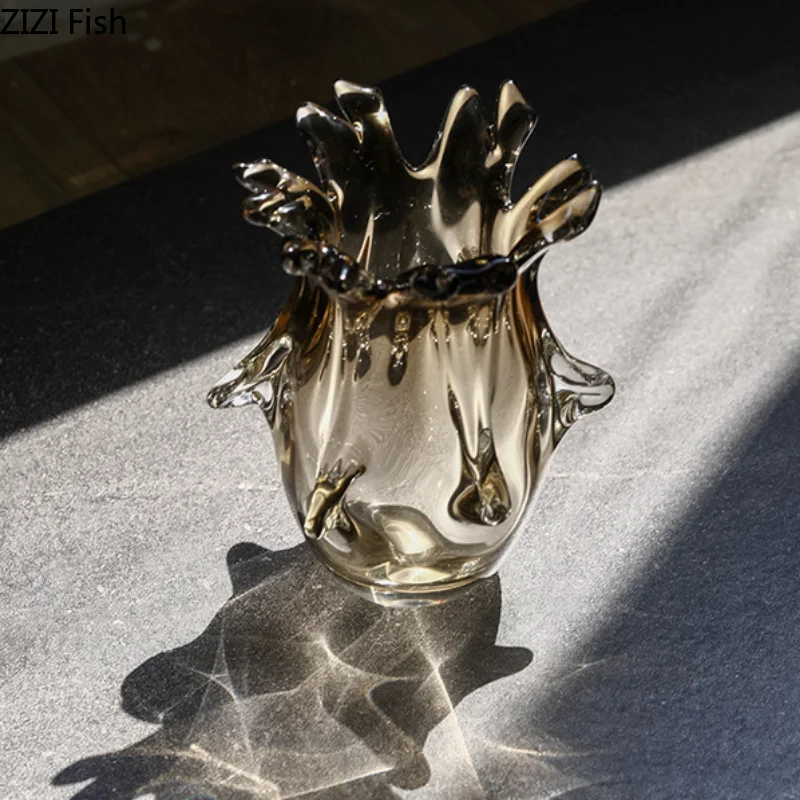 Необычная утолщенная стеклянная ваза настольные сосуды для цветов цветочная