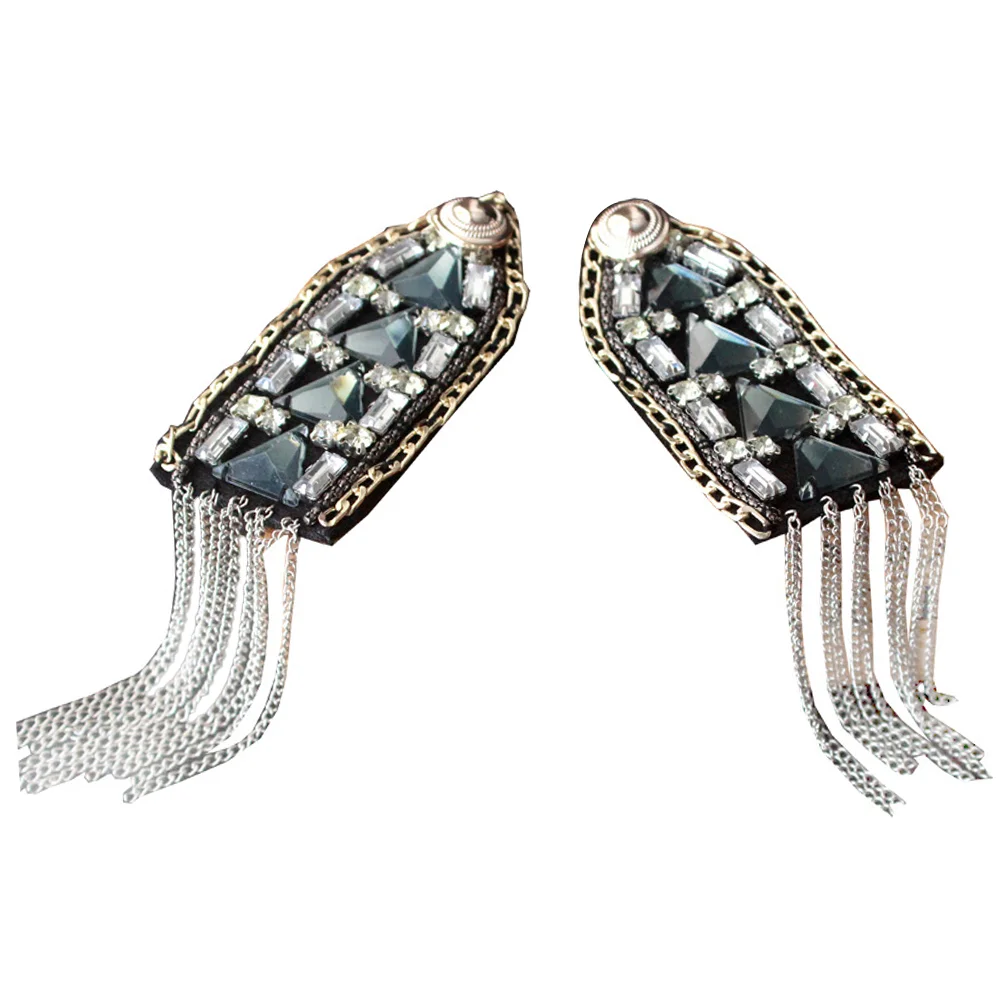 

2 PCS Epaulets Tassel Decors Chic Fashion Clothing Accessories Alloy Stage Costume Decoration Men Women