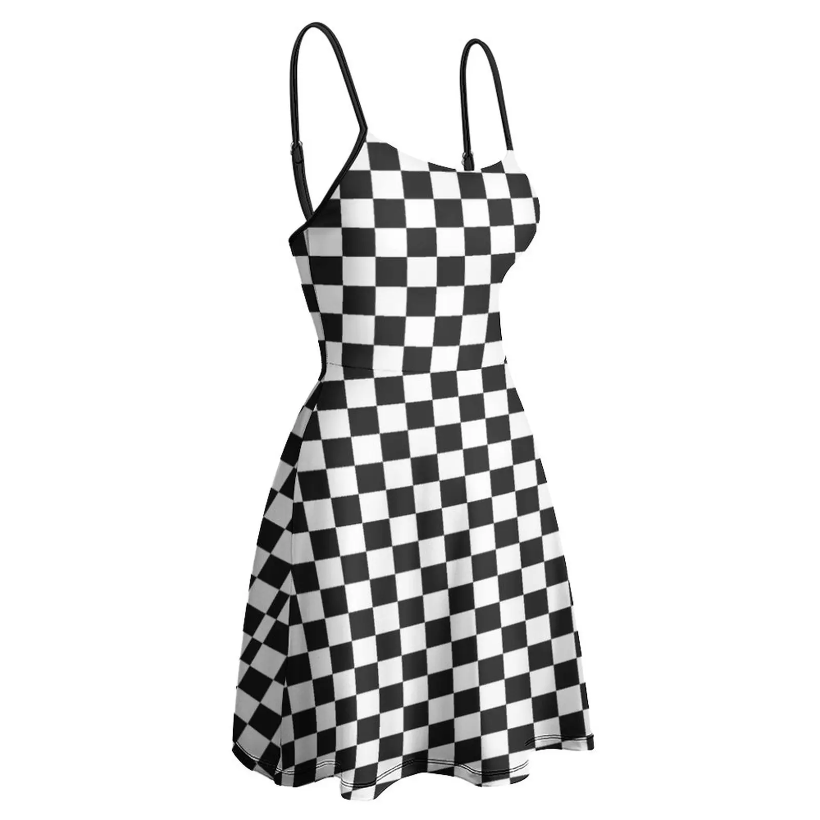 Черно-белое клетчатое дизайнерское покрывало мини-Шахматы женское платье на
